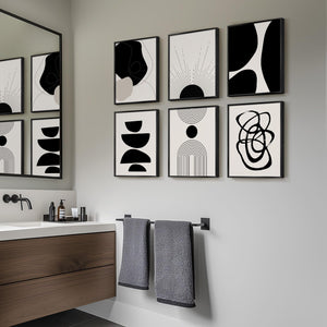 Framed Black and White Modern Abstract Wall Art for Living Room, 6 Pieces
