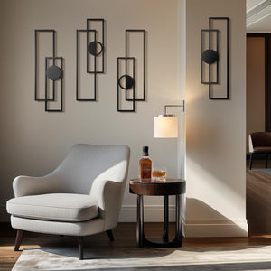 Cuspin Abstract Metal Wall Art Large Modern Black Geometric Decor Set of 4