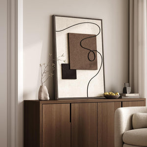 3D Textured Framed Neutral Abstract Wall Art Modern Beige Brown Paintings for Living room, Bedroom