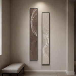 Large Framed Neutral Abstract Vertical Wall Art Decor for Hallway, 2 Piece