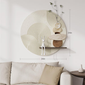 3D Textured Neutral Abstract Wall Art Decor with Shelf, Boho Beige and Brown Artwork for Walls