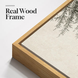 Framed Vertical Vintage Tree Sketch Wall Art for Living Room