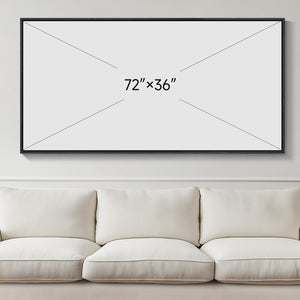 Extra Large Framed Navy Blue Abstract Wall Art, Oversized Horizontal Canvas