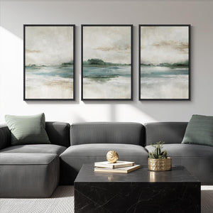 Large Framed Abstract Nature Landscape Wall Art for Living Room,  Green lake