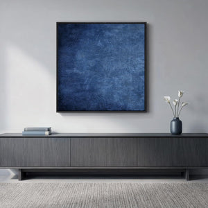 Large Framed Modern Navy Blue Abstract Wall Art Minimalist Artwork for Living Room