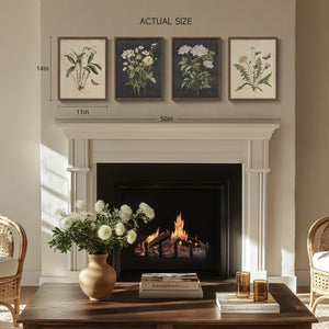 Framed Vintage Botanical Floral Wall Art for Bedroom, 4 Piece