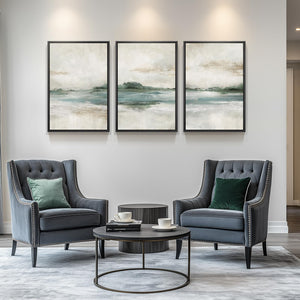 Large Framed Abstract Nature Landscape Wall Art for Living Room,  Green lake