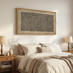 Large Framed Wabi Sabi Abstract Wall Art for Living Room, Neutral, Black brown, Vintage