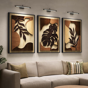 Large Framed 3D Wood Boho Tropical Wall Decor for Living Room