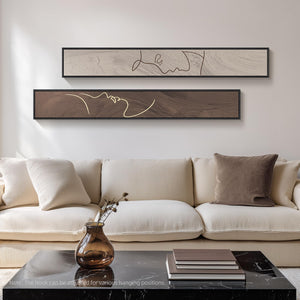 Large Framed Brown Beige Abstract Vertical Wall Art for Hallway, 2 Piece