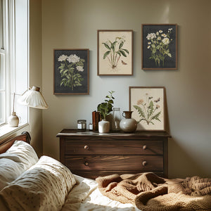 Framed Vintage Botanical Floral Wall Art for Bedroom, 4 Piece