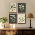 Framed Vintage Botanical Floral Wall Art for Bathroom, 4 Piece