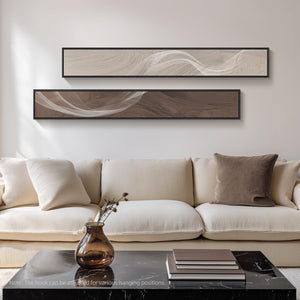 Large Framed Neutral Abstract Vertical Wall Art Decor for Hallway, 2 Piece