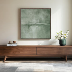 Framed Green Abstract Wall Art, Modern Sage Green Canvas Prints Artwork for Walls