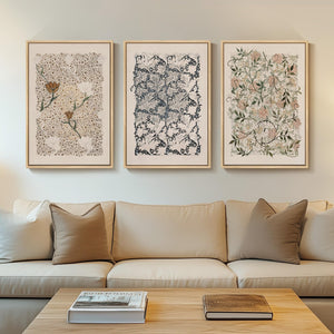 Framed Large William Morris Canvas Wall Art Set of 3