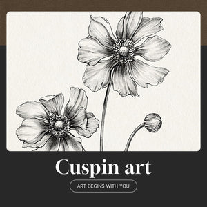 Framed Black and White Minimalist Floral Bathroom Wall Art Set of 4