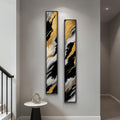 Large Framed Neutral Abstract Vertical Wall Art Decor for Hallway Set of 2