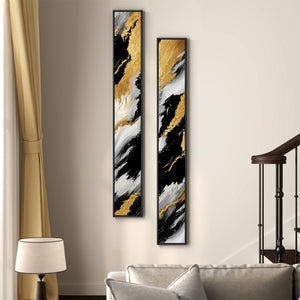 Large Framed Neutral Abstract Vertical Wall Art Decor for Hallway Set of 2