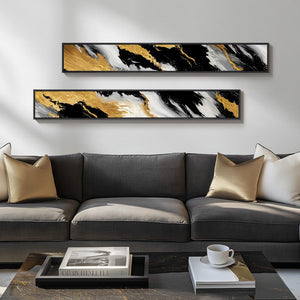 Large Framed Neutral Abstract Vertical Wall Art Decor for Hallway Set of 2