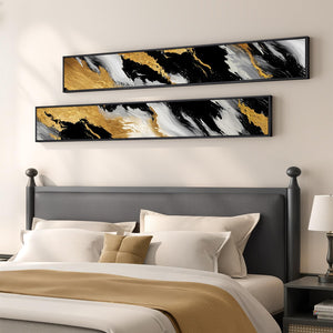 Large Framed Neutral Abstract Vertical Wall Art Decor for Hallway Set of 2