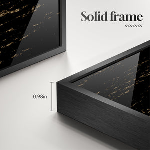 Framed Vertical Black White Gold Moon Landscape Wall Art Decor Set of 2