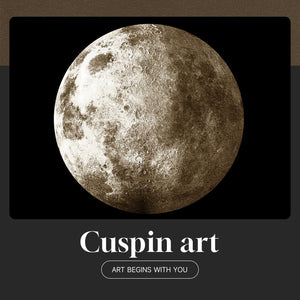 Framed Vertical Black White Gold Moon Landscape Wall Art Decor Set of 2