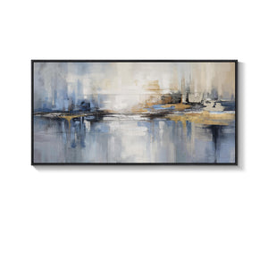 Extra Large Framed Blue Abstract Wall Art for Living Room