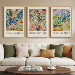 Large Framed 3 Piece Matisse Abstract Botanical Colorful Canvas Wall Art for Living Room Set of 3