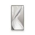 Large Framed Modern Luxury Silver White Abstract Minimalist Vertical Wall Art for Living Room