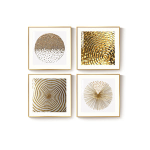 Framed Luxury Gold Modern Minimalist Abstract Geometric Wall Art Prints Set of 4 for Living Room