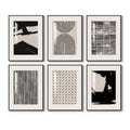 Framed Boho Black and White Minimalist Abstract Wall Art for Living Room Set of 6
