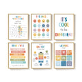 Framed Colorful Motivational Inspirational Wall Art for Therapy Office Set of 6