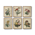 Framed Vintage Rustic Farmhouse Floral Botanical Wall Art for Living Room Set of 6