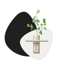 Cuspin 3D Textured Black and White Wall Art with Vase and Shelf Modern Minimalist Wall Decor