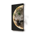 Large 3D LED Moon Wall Art Decor Modern Black Sandstone Texture Artwork for Living Room