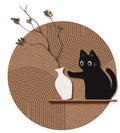 3D Textured Round Black Cat Wall Art Modern Minimalist Wall Decor for Living Room