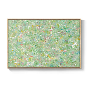 Framed Green Colorful Brushstroke Abstract Wall Art Modern Minimalist Paintings for Living Room