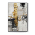 Extra Large Framed Black White Gold Contemporary Abstract Vertical Wall Art for Living Room