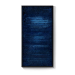 Large Framed Navy Blue Contemporary  Minimalist Abstract Vertical Wall Art for Hallway