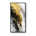 Large Framed Black White and Gold Abstract Contemporary Vertical Wall Art for Hallway