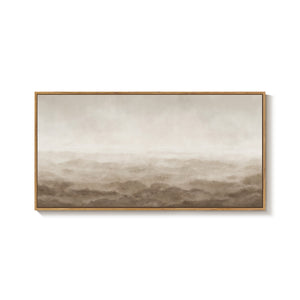 Large Framed Rustic Landscape Neutral Beige Brown Abstract Minimalist Wall Art for Living Room