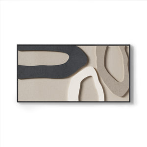 Large Framed 3D Beige Neutral Modern Minimalist Abstract Textured Wall Art for Living Room