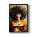 Framed Colorful African American Black Girl Portrait  Modern Wall Art for Living Room