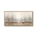 Large Framed Neutral Abstract Landscape Forest Scenic Wall Art for Living Room