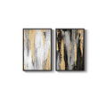 Large Framed Elegant Black White Gold Modern Minimalist Abstract Wall Art for Living Room Set of 2