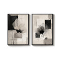Large Framed Neutral Abstract Floral Wall Art Modern Minimalist Artwork for Living Room Set of 2