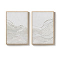 Framed 2D Print White Modern Abstract Wall Art Minimalist Wall Decor for Living Room Set of 2