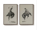 Framed Large Western Cowboy Canvas Wall Art for Living Room Set of 2