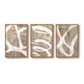 Framed Neutral Beige Abstract Wall Art Minimalist Canvas Prints for Bedroom Set of 3