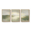 Large Framed Sage Green Abstract Landscape Wall Art for Living Room Set of 3